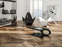 Carbon Fiber Coffee Table SUSPENDED by Mast Elements